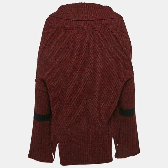 Zadig & Voltaire Burgundy Rib Knit Shawl Collar Mystic Cardigan Xs/s - Picture 2 of 5